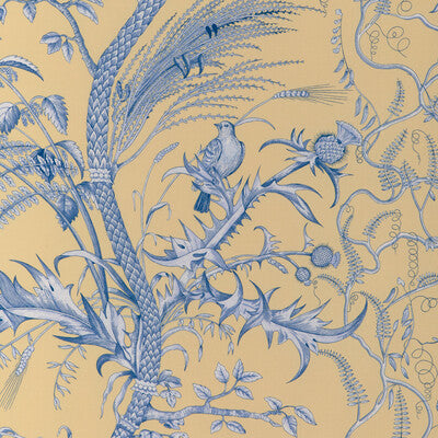 Samples and Purchasing available for Bird And Thistle Ii - Sun Yellow By Brunschwig & Fils | La Menagerie |Botanical & Floral Tropical Drapery Print at Designer Wallcoverings and Fabrics