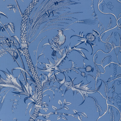 Samples and Purchasing available for Bird And Thistle Ii - Blue Blue By Brunschwig & Fils | La Menagerie |Botanical & Floral Tropical Drapery Print at Designer Wallcoverings and Fabrics