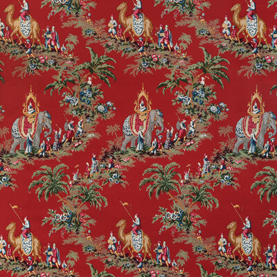 Samples and Purchasing available for Beauport Promenade - Red Red By Brunschwig & Fils | La Menagerie |Chinoiserie Toile Drapery Print at Designer Wallcoverings and Fabrics