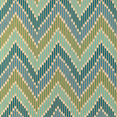 Samples and Purchasing available for Cascade Print - Teal/Green Teal By Brunschwig & Fils | La Menagerie |Flamestitch Stripes Multipurpose Print at Designer Wallcoverings and Fabrics