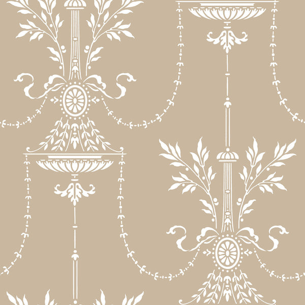 Samples and Purchasing available for Dorset - Toast Brown By Cole & Son |  | Damask Wallcovering Print at Designer Wallcoverings and Fabrics