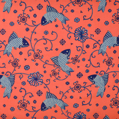 Samples and Purchasing available for Oriental Fishes - Indigo  By Lee Jofa |  |Animal/Insects Chinoiserie Multipurpose Print at Designer Wallcoverings and Fabrics