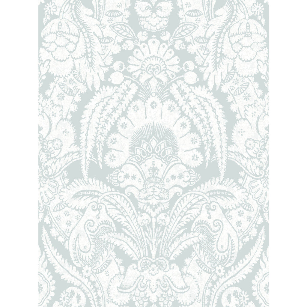 Samples and Purchasing available for Chatterton - Pale Blue And White  By Cole & Son | Cole & Son Albemarle | Damask Wallcovering Print at Designer Wallcoverings and Fabrics