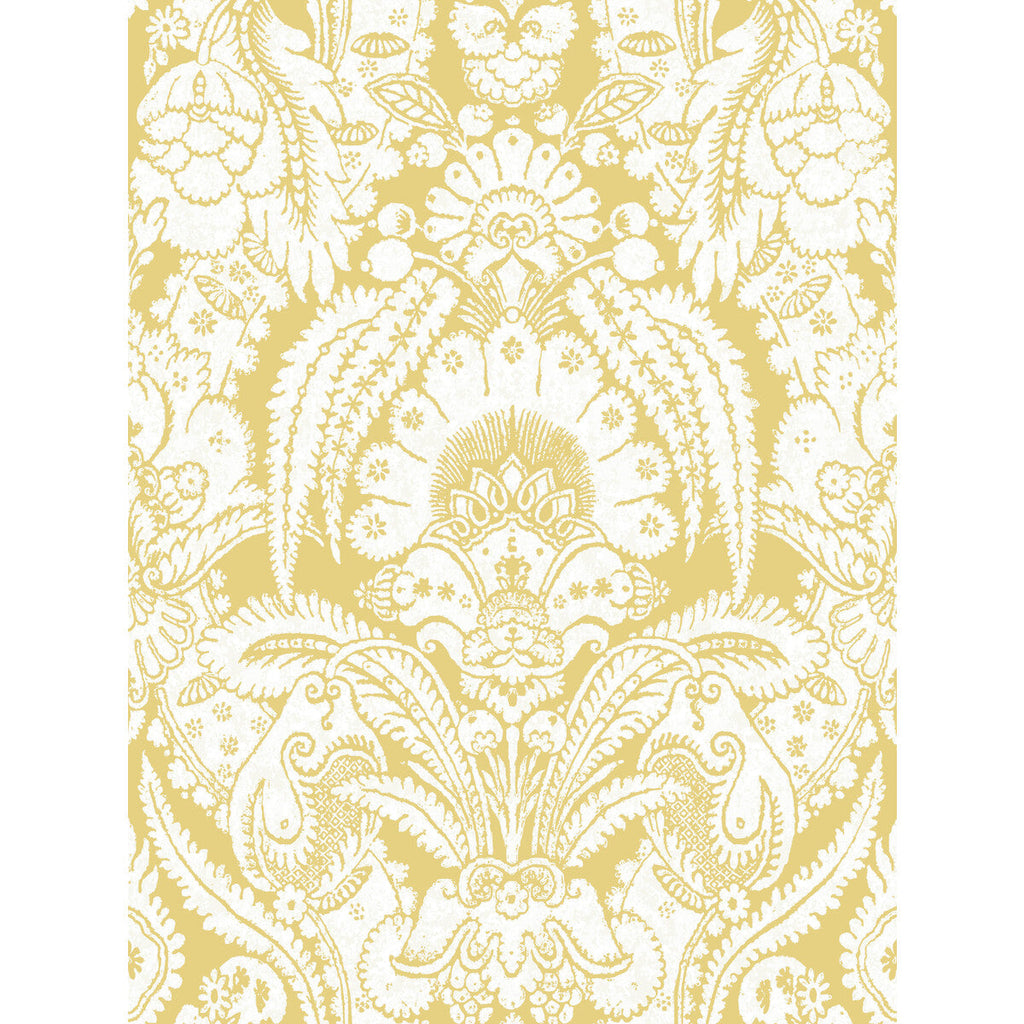 Samples and Purchasing available for Chatterton - French Yellow And Ivory  By Cole & Son | Cole & Son Albemarle | Damask Wallcovering Print at Designer Wallcoverings and Fabrics