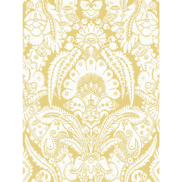 Samples and Purchasing available for Chatterton - French Yellow And Ivory  By Cole & Son | Cole & Son Albemarle | Damask Wallcovering Print at Designer Wallcoverings and Fabrics