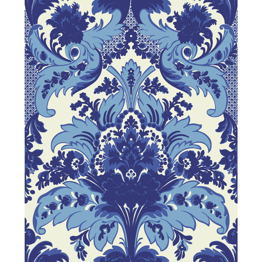 Samples and Purchasing available for Aldwych - Blue & White Blue By Cole & Son | Cole & Son Albemarle | Damask Wallcovering Print at Designer Wallcoverings and Fabrics