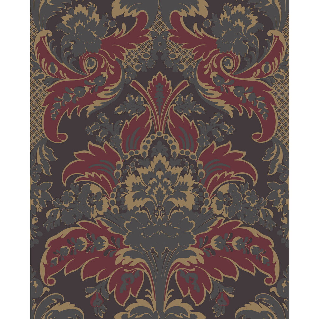 Samples and Purchasing available for Aldwych - Red And Gold  By Cole & Son | Cole & Son Albemarle | Damask Wallcovering Print at Designer Wallcoverings and Fabrics