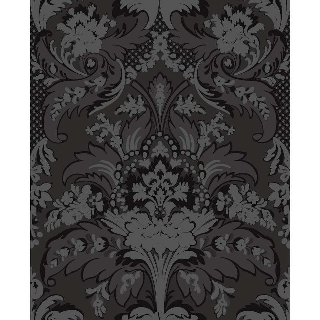 Samples and Purchasing available for Aldwych - Black And Graphite  By Cole & Son | Cole & Son Albemarle | Damask Wallcovering Print at Designer Wallcoverings and Fabrics