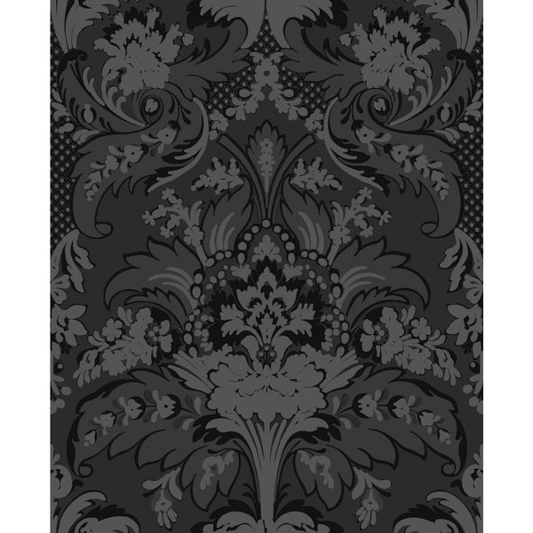 Samples and Purchasing available for Aldwych - Black And Graphite  By Cole & Son | Cole & Son Albemarle | Damask Wallcovering Print at Designer Wallcoverings and Fabrics