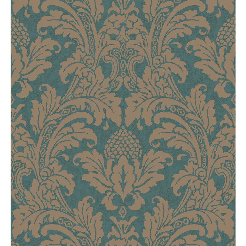 Samples and Purchasing available for Blake - Teal And Silver  By Cole & Son | Cole & Son Albemarle | Damask Wallcovering Print at Designer Wallcoverings and Fabrics