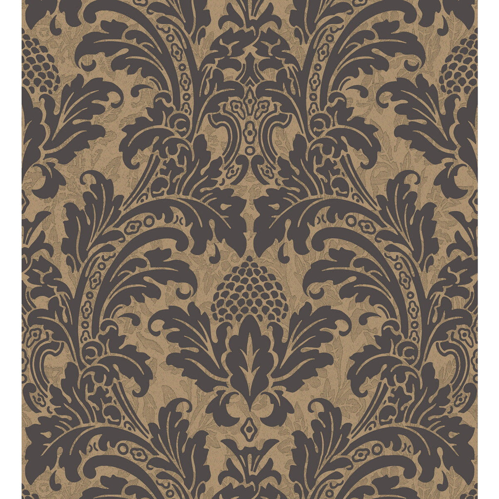 Samples and Purchasing available for Blake - Black And Gold  By Cole & Son | Cole & Son Albemarle | Damask Wallcovering Print at Designer Wallcoverings and Fabrics