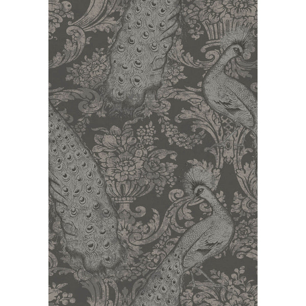 Samples and Purchasing available for Byron - Charcoal An Silver  By Cole & Son | Cole & Son Albemarle |Damask Novelty Wallcovering Print at Designer Wallcoverings and Fabrics