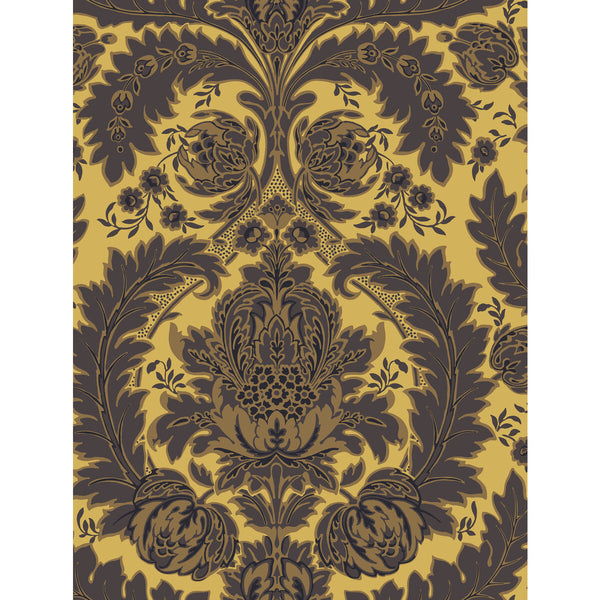 Samples and Purchasing available for Coleridge - Yellow Gold And Black  By Cole & Son | Cole & Son Albemarle | Damask Wallcovering Print at Designer Wallcoverings and Fabrics