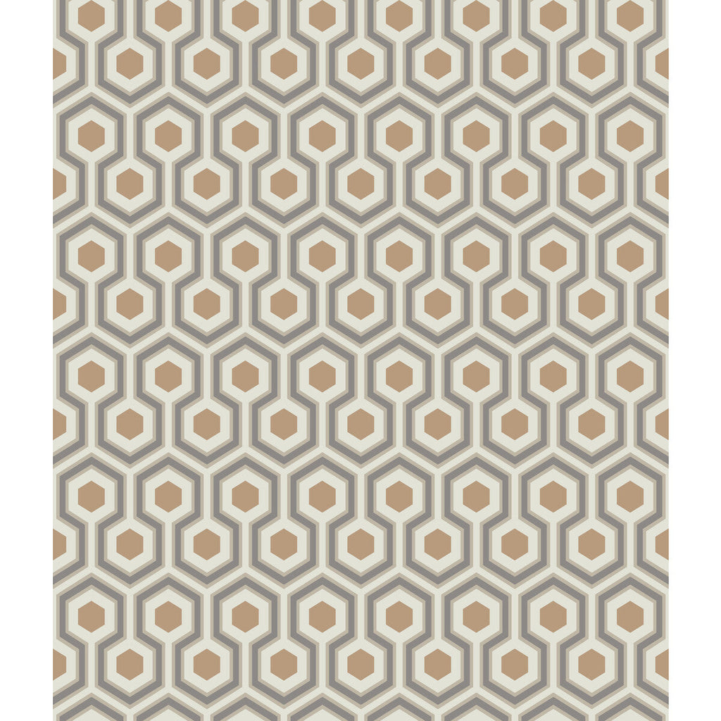 Samples and Purchasing available for Hicks Hexagon - Gold/Taupe Beige By Cole & Son | Cole & Son Contemporary Restyled |Modern Geometric Wallcovering Print at Designer Wallcoverings and Fabrics