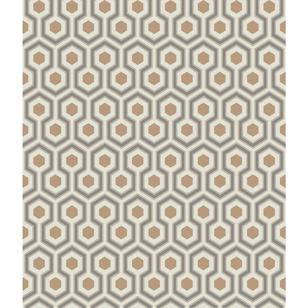 Samples and Purchasing available for Hicks Hexagon - Gold/Taupe Beige By Cole & Son | Cole & Son Contemporary Restyled |Modern Geometric Wallcovering Print at Designer Wallcoverings and Fabrics