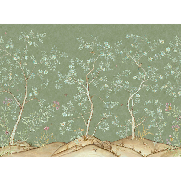 Samples and Purchasing available for Songbird - Spring Green By Kravet Couture | Andrew Martin Kit Kemp |Animal/Insects Botanical & Floral Wallcovering Print at Designer Wallcoverings and Fabrics