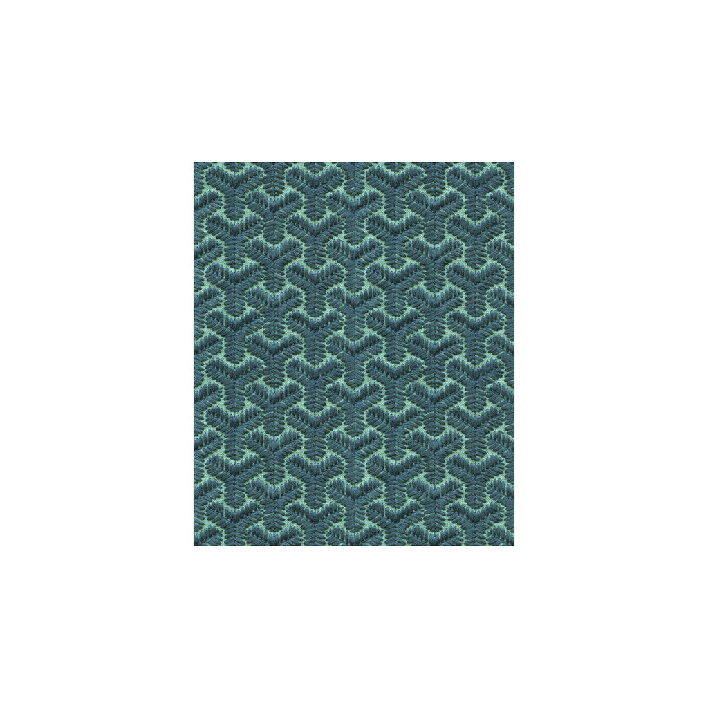 Samples and Purchasing available for Chengtudoor Emb - Blue/Aqua Blue By G P & J Baker | David Hicks 3 By Ashley Hicks |Geometric  Multipurpose Embroidery at Designer Wallcoverings and Fabrics