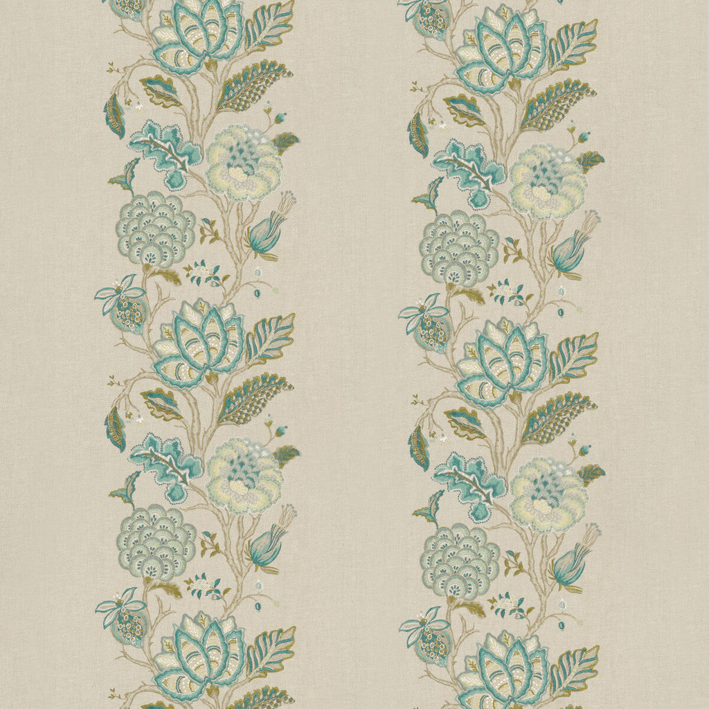 Samples and Purchasing available for Berenike - Peacock Teal By G P & J Baker | East To West |  Drapery Embroidery at Designer Wallcoverings and Fabrics