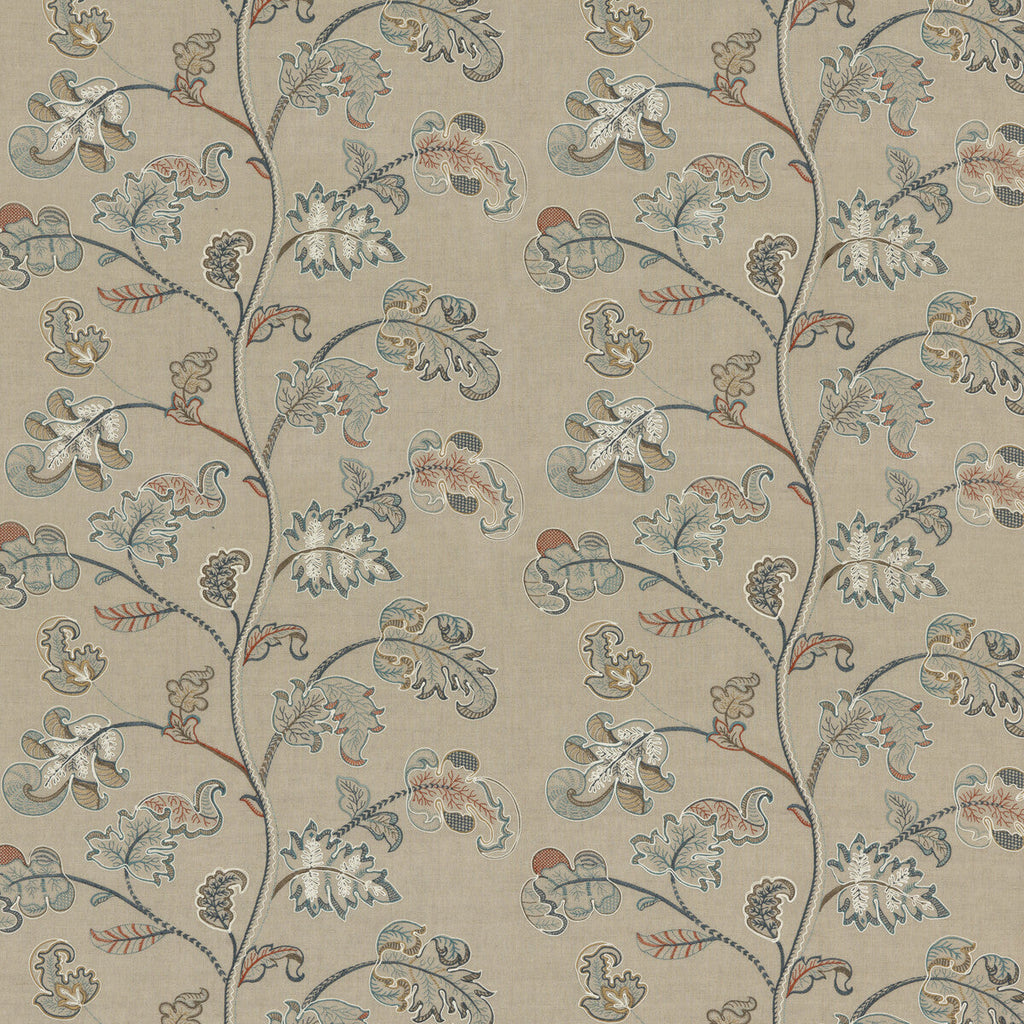 Samples and Purchasing available for Alderwood - Teal Beige By G P & J Baker | Keswick Embroideries |  Multipurpose Embroidery at Designer Wallcoverings and Fabrics