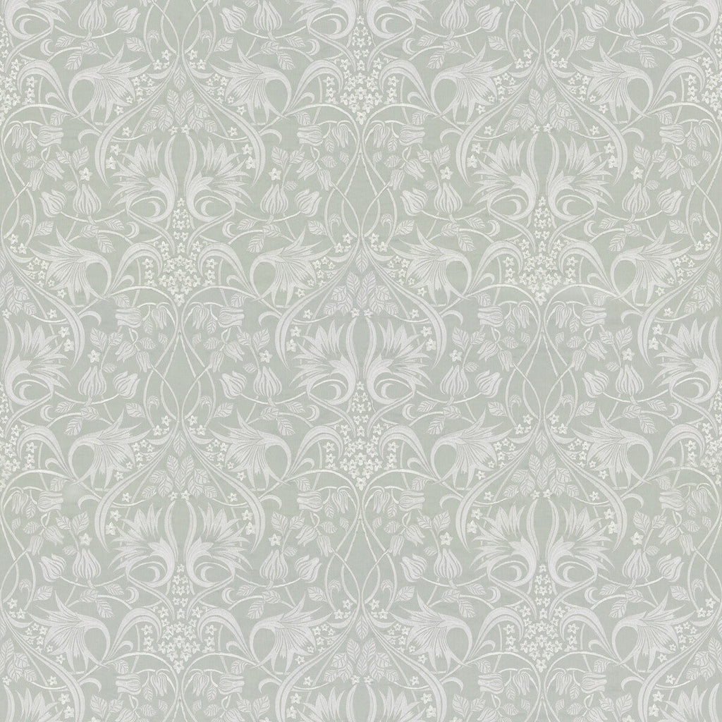 Samples and Purchasing available for Fritillerie Embroidery - Aqua Green By G P & J Baker | Original Brantwood Fabric |Botanical & Floral  Drapery Embroidery at Designer Wallcoverings and Fabrics