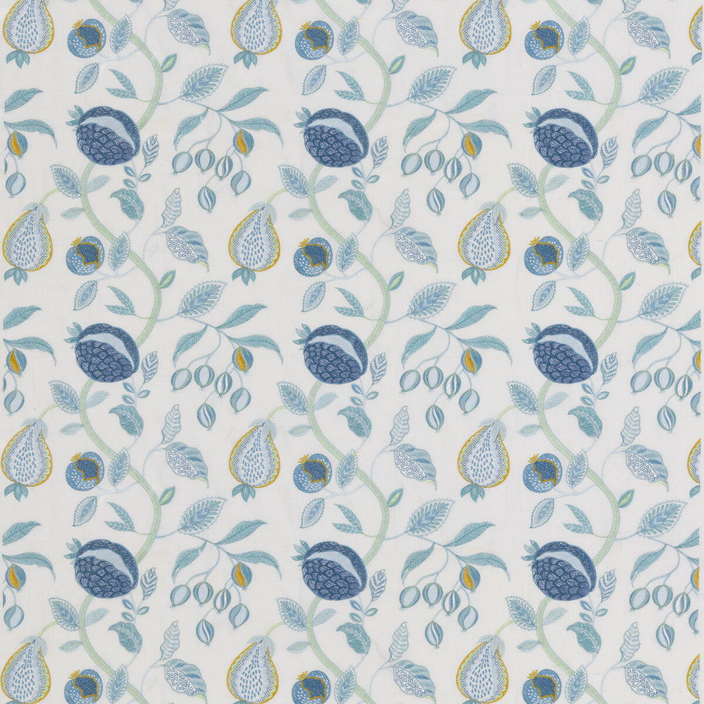 Samples and Purchasing available for Kelling - Aqua Blue By G P & J Baker | Burford |Botanical & Floral  Drapery Embroidery at Designer Wallcoverings and Fabrics