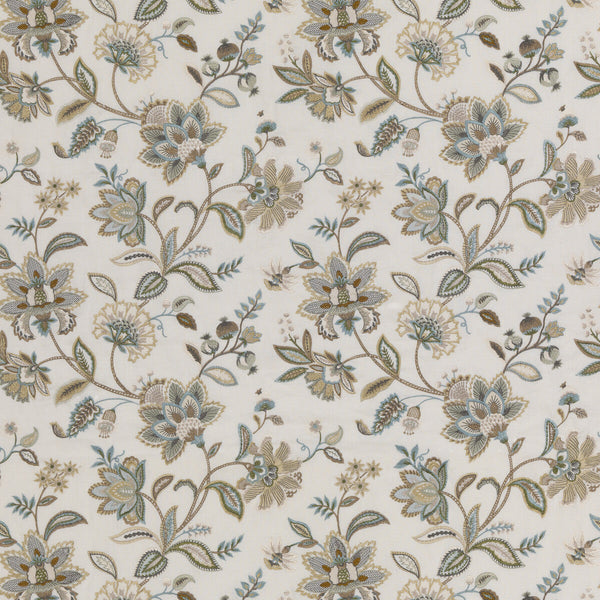 Samples and Purchasing available for Langley - Aqua Blue By G P & J Baker | Burford |Botanical & Floral  Drapery Embroidery at Designer Wallcoverings and Fabrics