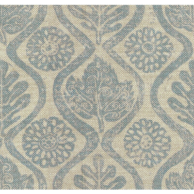 Samples and Purchasing available for Oakleaves - Blue/Oatmeal Beige By Lee Jofa | Blithfield |Botanical & Floral Modern Multipurpose Print at Designer Wallcoverings and Fabrics