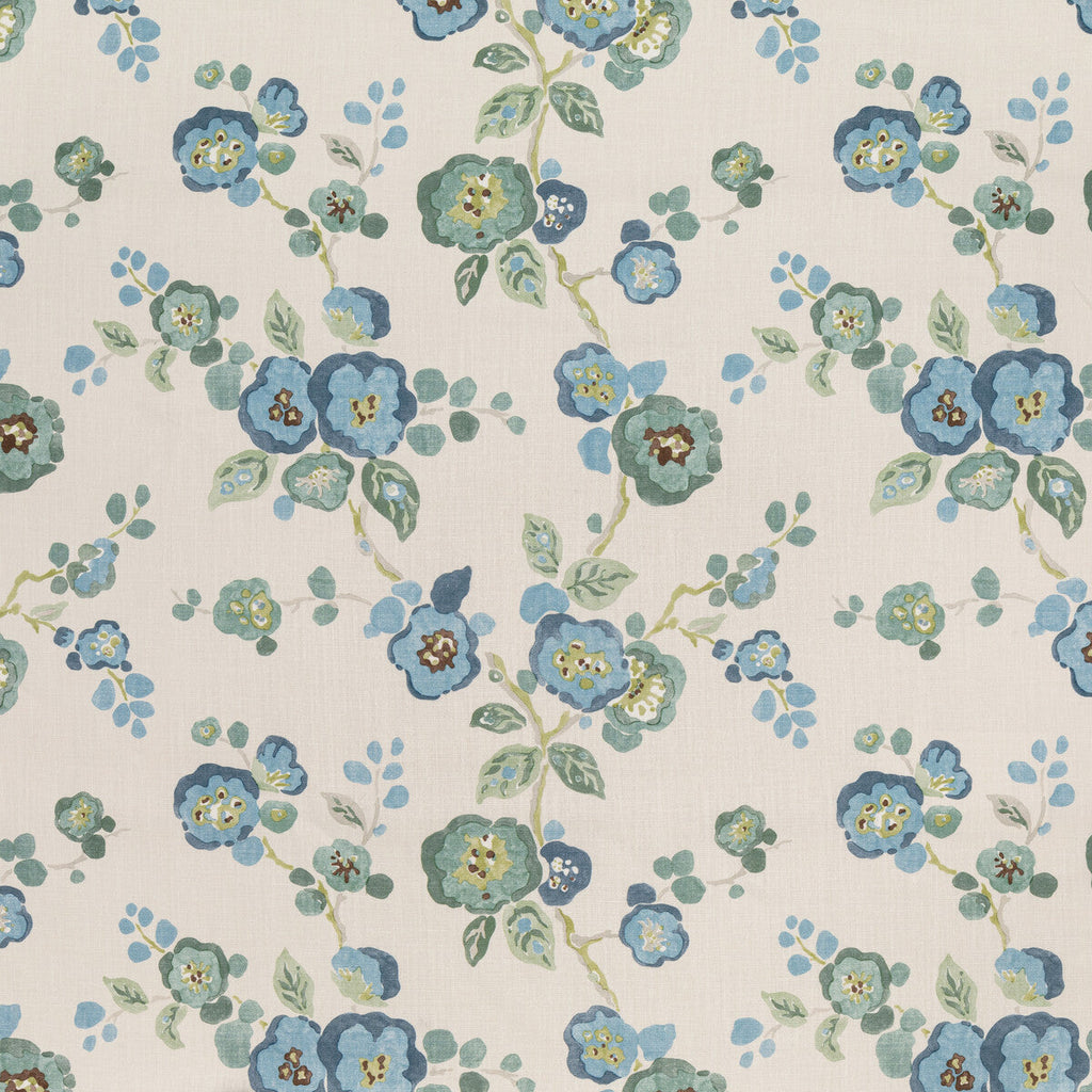 Samples and Purchasing available for Hana - Blue Green Blue By Lee Jofa | Blithfield Eden | Botanical & Floral Multipurpose Linen at Designer Wallcoverings and Fabrics