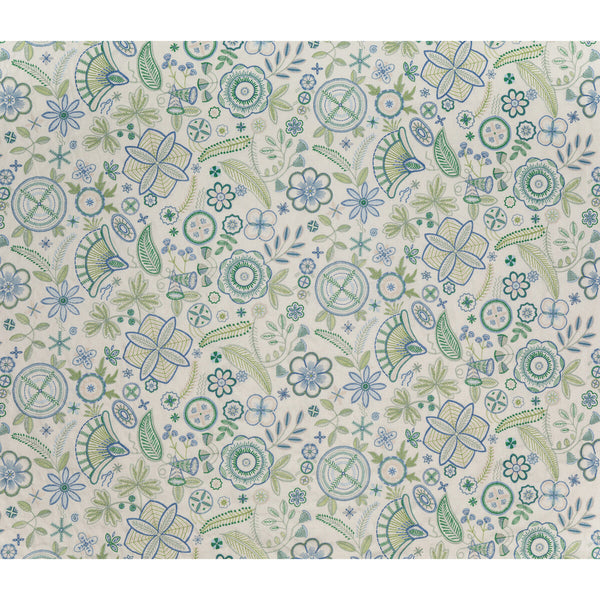 Samples and Purchasing available for Eden - Blue Green White By Lee Jofa | Blithfield Eden | Botanical & Floral Multipurpose Embroidery at Designer Wallcoverings and Fabrics