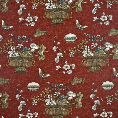 Samples and Purchasing available for Castleton - Crimson/Taupe Red By G P & J Baker | Emperor'S Garden |Chinoiserie Botanical & Floral Drapery Print at Designer Wallcoverings and Fabrics