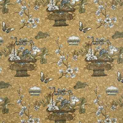 Samples and Purchasing available for Castleton - Gold/Silver Brown By G P & J Baker | Emperor'S Garden |Chinoiserie Botanical & Floral Drapery Print at Designer Wallcoverings and Fabrics