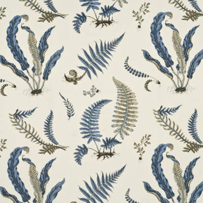 Samples and Purchasing available for Ferns - Indigo/White Blue By G P & J Baker | Originals (Uk) |  Drapery Print at Designer Wallcoverings and Fabrics