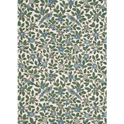 Samples and Purchasing available for Bamboo Bird - Aqua/Teal White By G P & J Baker | Crayford |Botanical & Floral Flora & Fauna Multipurpose Print at Designer Wallcoverings and Fabrics