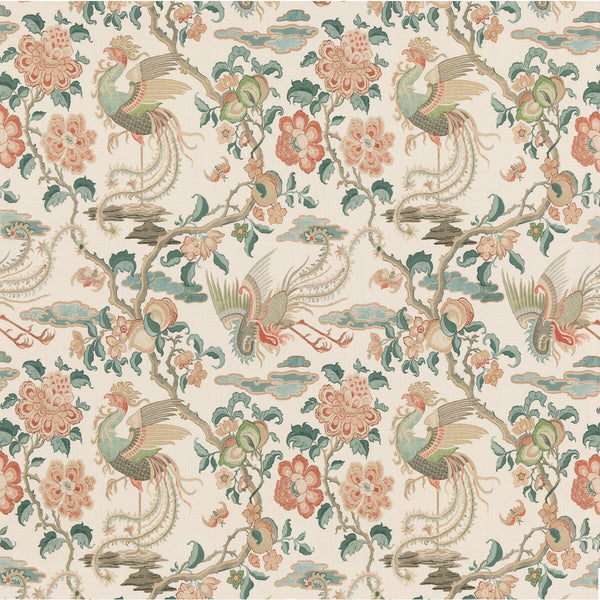 Samples and Purchasing available for Chifu - Teal Green By G P & J Baker | Chifu |Botanical & Floral Flora & Fauna Multipurpose Print at Designer Wallcoverings and Fabrics