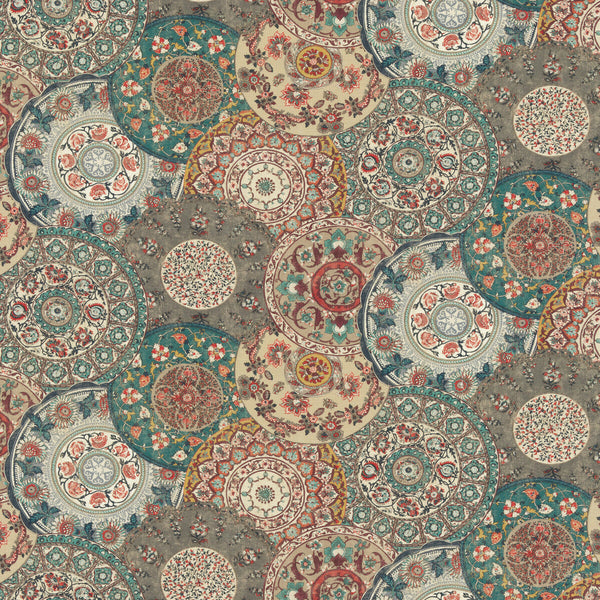 Samples and Purchasing available for Imari - Teal Teal By G P & J Baker | Chifu |Geometric  Multipurpose Print at Designer Wallcoverings and Fabrics