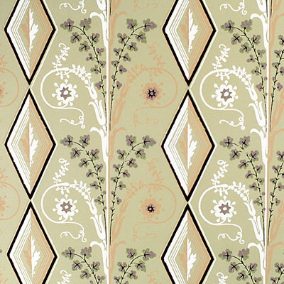 Samples and Purchasing available for Gallier Diamond - Brown And Green On Beige Brown By Brunschwig & Fils |  |Diamond Geometric Wallcovering Print at Designer Wallcoverings and Fabrics