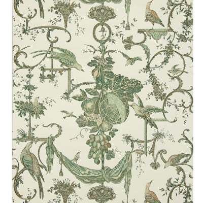 Samples and Purchasing available for Kininvie - Leaf On White Green By Brunschwig & Fils |  | Botanical & Floral Wallcovering Print at Designer Wallcoverings and Fabrics