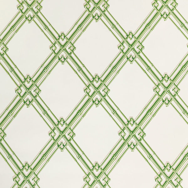 Samples and Purchasing available for Treillage De Bambou - Leaf Green By Brunschwig & Fils | Louverne Wallpapers | Lattice/Scrollwork Wallcovering Print at Designer Wallcoverings and Fabrics