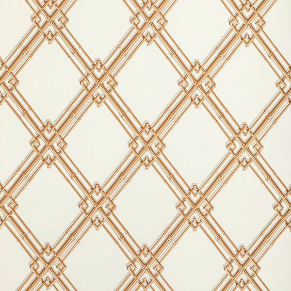 Samples and Purchasing available for Treillage De Bambou - Gold Gold By Brunschwig & Fils | Louverne Wallpapers | Lattice/Scrollwork Wallcovering Print at Designer Wallcoverings and Fabrics