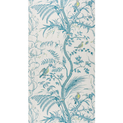 Samples and Purchasing available for Bird And Thistle - Aqua Green By Brunschwig & Fils | Volume 56 | Toile Wallcovering Print at Designer Wallcoverings and Fabrics