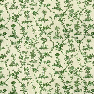 Samples and Purchasing available for West Indies Toile Cotton Print - Green On White Green By Brunschwig & Fils |  |Botanical & Floral Toile Multipurpose Print at Designer Wallcoverings and Fabrics