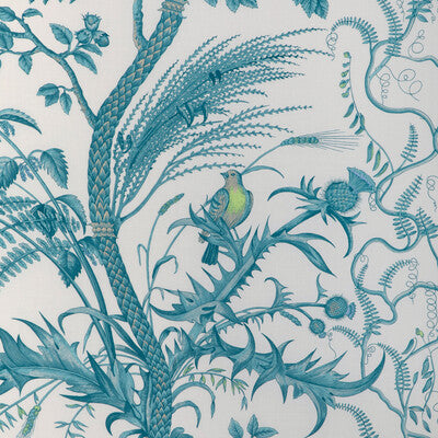 Samples and Purchasing available for Bird And Thistle Cotton Print - Aqua Turquoise By Brunschwig & Fils |  | Toile Multipurpose Print at Designer Wallcoverings and Fabrics