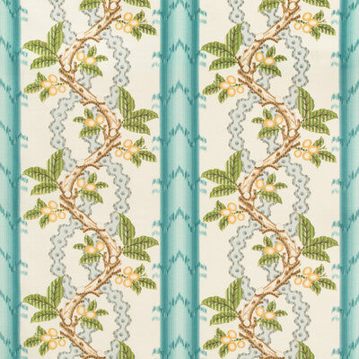 Samples and Purchasing available for Josselin Cotton And Linen Print - Aqua/Mist Multi By Brunschwig & Fils | Cevennes | Botanical & Floral Multipurpose Print at Designer Wallcoverings and Fabrics