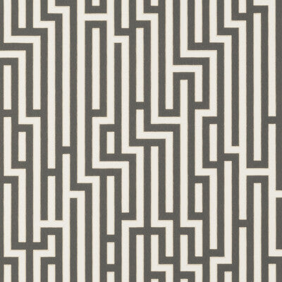 Samples and Purchasing available for Fretwork - Charcoal Black By G P & J Baker | Signature |Modern Geometric Wallcovering Print at Designer Wallcoverings and Fabrics