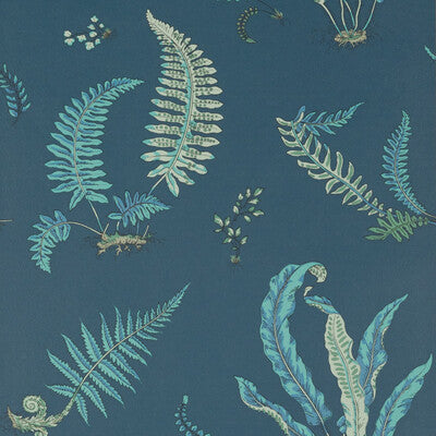 Samples and Purchasing available for Ferns - Indigo/Teal Blue By G P & J Baker | Signature |Botanical & Floral  Wallcovering Print at Designer Wallcoverings and Fabrics