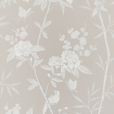 Samples and Purchasing available for Peony & Blossom - Soft Grey Grey By G P & J Baker | Signature |Animal/Insects Botanical & Floral Wallcovering Print at Designer Wallcoverings and Fabrics