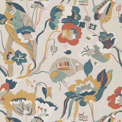 Samples and Purchasing available for California - Teal/Ochre Teal By G P & J Baker | Signature |Botanical & Floral  Wallcovering Print at Designer Wallcoverings and Fabrics