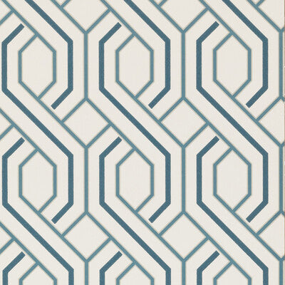 Samples and Purchasing available for Parterre - Indigo Blue By G P & J Baker | Signature |Modern Geometric Wallcovering Print at Designer Wallcoverings and Fabrics