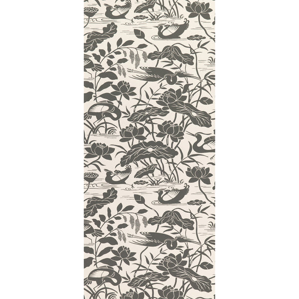 Samples and Purchasing available for Heron & Lotus Flower - Black/White  By G P & J Baker | Signature Ii Wallpapers |Animal/Insects  Wallcovering  at Designer Wallcoverings and Fabrics