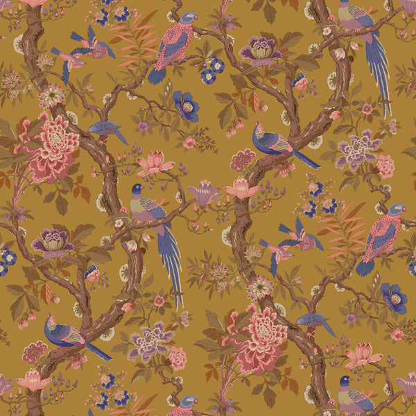 Samples and Purchasing available for Eltham - Ochre Yellow By G P & J Baker | Ashmore Wallpaper |Animal/Insects  Wallcovering  at Designer Wallcoverings and Fabrics